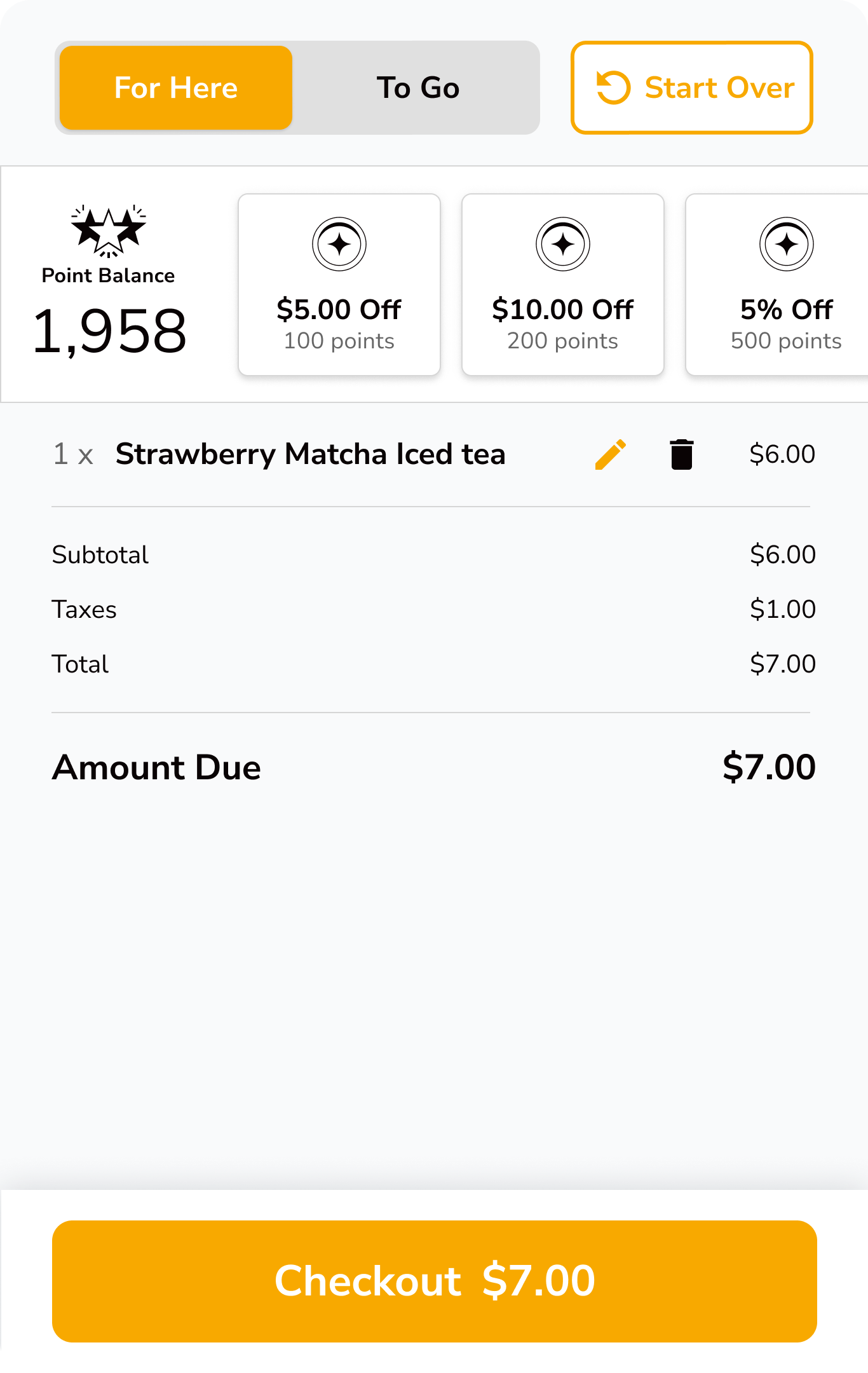 Cart before redesign